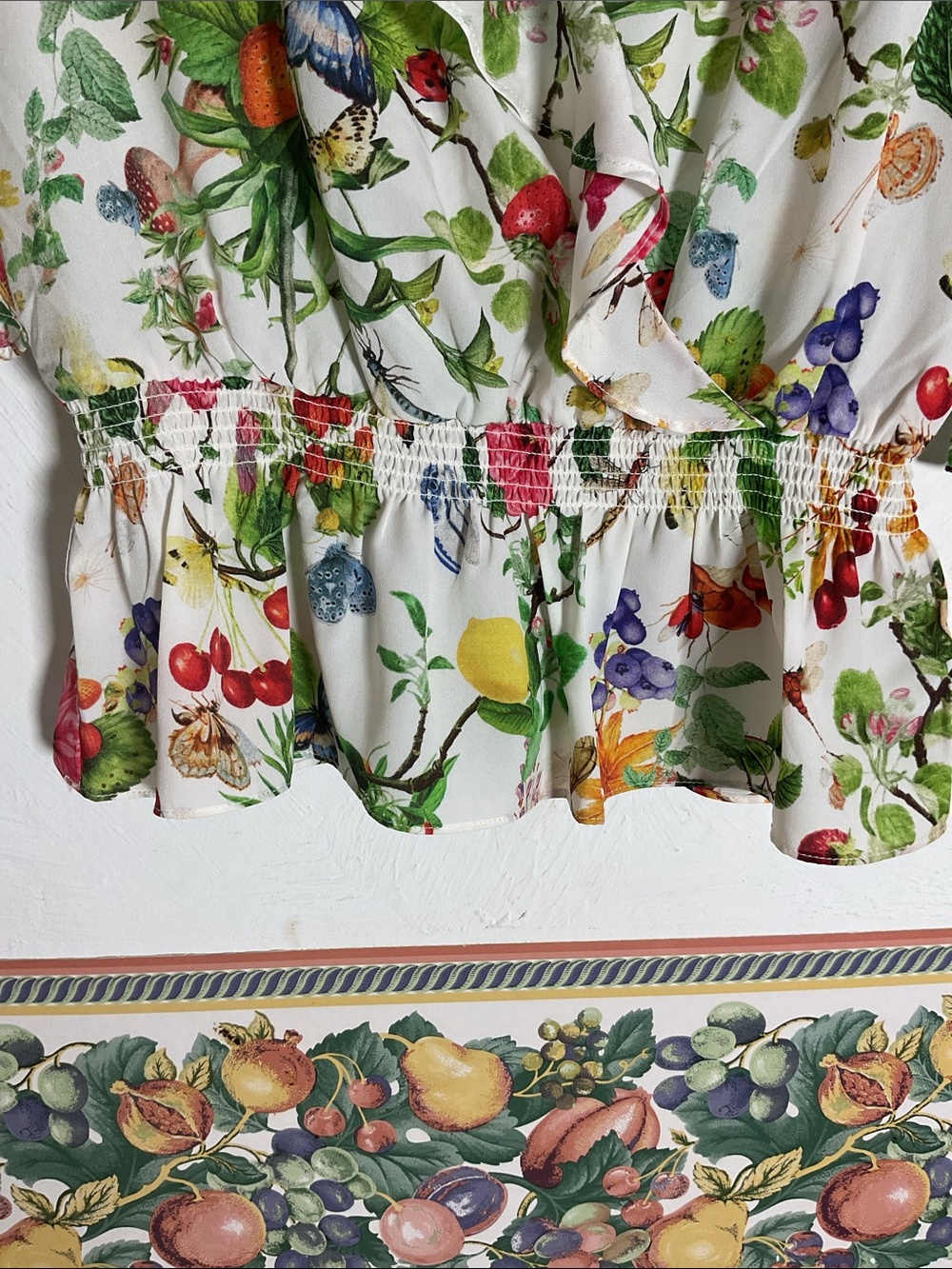 Philosophy Republic Clothing Summer Fiesta Floral Fruit Ruffle Blouse Sz S NWT - Picture 5 of 10